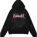 Hip Hop Spider Hoodies Set Y2k Hoodie Tracksuit Pullover Sweatshirt for Women Men Matching Hoodies for Couples (Medium, Black Top)
