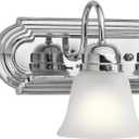 Kichler 24" 3-Light Vanity Bath Light in Chrome, Modern Bathroom Light with Clear Satin Etched Glass, (24" W x 8" H), 5337CHS