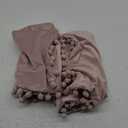 22x22 Throw Pillow Covers Pink: 2 Pack Cozy Soft Pom-poms Velvet Square Decorative Pillow Cases for Farmhouse Home Decor