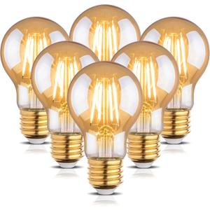 2200k Led Light Bulb, Vintage A19 Edison Bulbs, Dimmable Amber Warm White Tone Light Bulb, Antique Led Filament Light Bulbs, Old Style Light Bulbs,40W/60W Equivalent,4 Watt/6 Watt,E26 Base