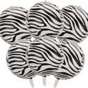 22 Inch Pack of 6 Zebra Balloons Big Zebra Print Animal Balloons for Birthday Party Decorations 4D Black and White Print Inflatable Foil Balloons for Wild Party Kids Girls Boys Adults Birthday