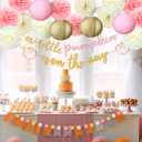 Pumpkin Fall Thanksgiving Baby Shower Decoration 15 Pcs a Little Pumpkin is on The Way Banner Tissue Pom Poms Paper Lantern Fan for Birthday Baby Shower Gender Reveal Party Decor(Pink)