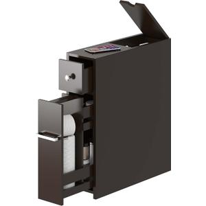 Spirich Slim Bathroom Storage Cabinet, Free Standing Toilet Paper Holder, Bathroom Cabinet Slide Out Drawer, Espresso, Large
