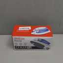 Sunbeam Hot-2-Trot Travel Steam Iron, 800 Watt Dual Voltage 120/240, Compact Size, Portable, Non-Stick Soleplate, Soft Touch Handle, Horizontal or Vertical Use, White and Blue