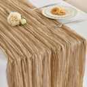 Fanami 3 Pack Cheesecloth Table Runner -10FT Nude Brown Boho Gauze Cheese Cloth Table Runner 120 Inches Long Rustic Sheer Fabric Centerpieces for Wedding Birthday Party Bridal Baby Shower Decorations