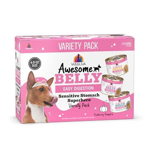 Weruva Awesome Belly Wet Dog Food, Sensitive Stomach Superhero Variety Pack, 6oz Can (Pack of 9), Best By : Jul 2028