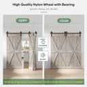 76" Bifold Sliding Barn Door Hardware Track Kit,Side Mounted Black Spoke Wheel Roller,Smoothly and Quietly,Assembly Easy,Fit Four 18" Bi-Folding Doors (Door Not Included)