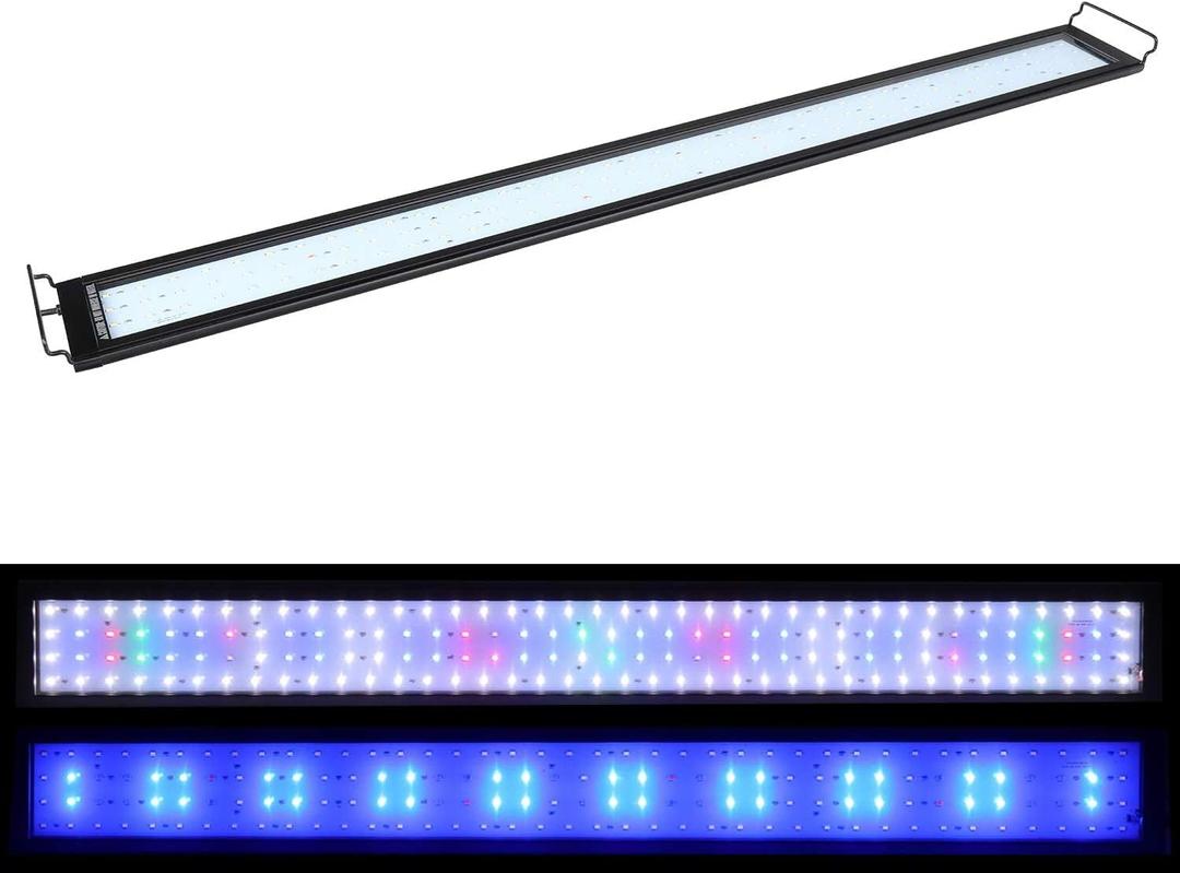 WaterRebirth LED Aquarium Light, Full Spectrum Fish Tank Led Light with Aluminum Alloy Shell Extendable Brackets (48-54 in)