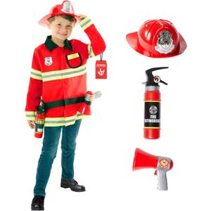 Morph Firefighter Costume for Kids - Fireman Outfit for Boys and Girls - Fun Role Play Dress Up Costume, 3-4 Years