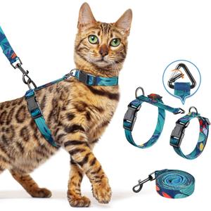 Halypet Cat Harness and Leash Set, 3-in-1 Adjustable & Lightweight, Escape-Proof, Comfortable Soft Kitten Harness for Large Cats, Safe, Easy to Wear, Outdoor Walking Travel (Medium(8-18))