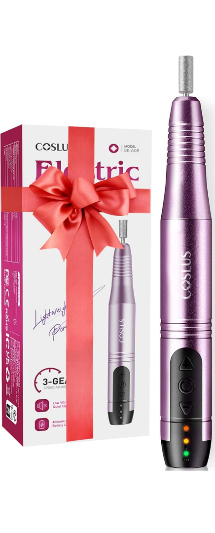 COSLUS Cordless Nail Drill Electric File: Professional for Acrylic Gel Dip Powder Nails Portable Nail Drill Machine Kit for Manicure Pedicure Nail Set with Everything Rechargeable Lightweight