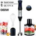 4-in-1 Copper Motor Stainless Steel Blade immersion blender handheld,1000W 5 Speed stand mixer,700ml Beaker,500ml Food Processor, egg beater, baby food maker, meat grinder