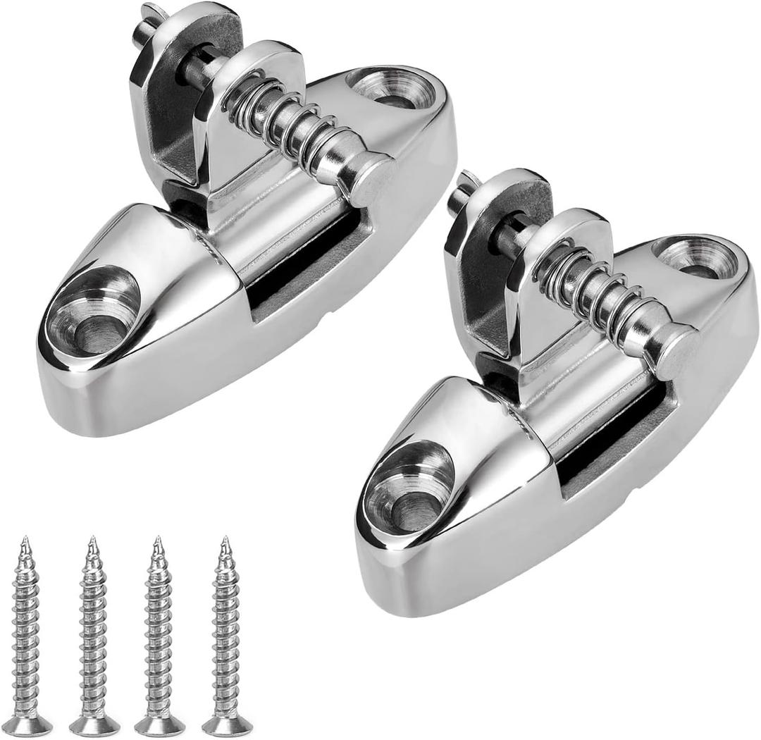 Boat Bimini Top Swivel Deck Hinge with Removable Pin, 180 Degree Adjustable, Solid 316 Stainless Steel, Marine Bimini Top Hardware(2 Pieces)