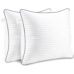 Pillows Insert 22'' x 22'' Set of 2, Decorative Throw Pillows with Luxury Silky Covers for Indoor Couch, Sofa or Bed Decors, White Striped Cushion Sham Stuffer