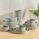 TheTerra Ceramic Dinnerware Sets for 8, 24 Pieces Porcelain Lightweight Plates and Bowls Sets, Scratch Resistant Dish Set, Oven & Microwave & Dishwasher Safe, Desert Sage