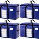TAILI 4 Pack Dark Blue Extra Large Moving Bags, Heavy Duty Totes with Visible Window, Wrap Around Handles, Great for Storage