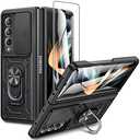 VEGO for Samsung Galaxy Z Fold 4 Case with Slide Camera Cover & Built-in Screen Protector - 360 Magnetic Kickstand - Shockproof - Black