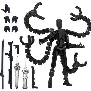 Assembly Completed T13 7.2inch Action Figure 3D Printed Multi-Jointed Movable T13 Nova 13 Robot 13 Action Figure Desktop Decorations for Game Lovers (Black)