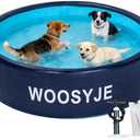 Inflatable Dog Pool, Foldable Pet Swimming Pool - 79" Pet Bath Pool & Kiddie Pool, PVC, Quick Drain, Non-Slip, Collapsible Swimming Pool for Large Medium Small Dogs, Cats, Kids, Backyard, Beach