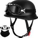 German Style Skull Cap Adult Men Women Half Shell Helmet, DOT Approved Retro Face Helmet for Cruiser Scooter Chopper, Large