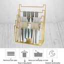 Floor Standing Scarf Display Stand, Metal Freestanding Scarf Holder Organizer, Towel Rack for Commercial Clothing Retail Store Sheets Suit Pants (Color : Gold, Size : 80X40X150CM)