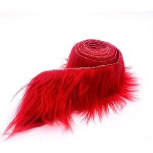 Ice Fabrics Craft Faux Fur Fabric Pre Cut Rolls - 6"x60" Fur Ribbon Mohair Fabric Strips - Super Soft and Fuzzy - Perfect for Crafts, Costumes & Decoration - Red - 6x60