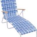 CAMP & GO 4-Position Folding Web Lawn Chair Outdoor Lounger, Blue/White undefined/White