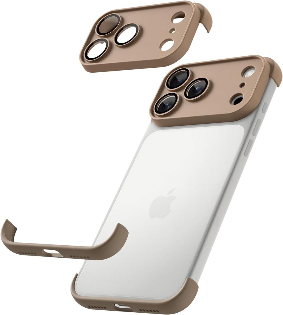 Frameles Phone CaseCompatible with iPhone 17 Pro CaseTPU Minimalist Protective. Brown