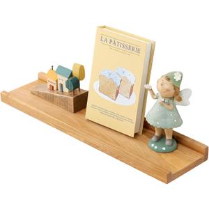 Oak Floating Shelves for Wall 24 Inch (Upgrade Width 6"), Natural Wood Wall Shelves Display Picture Ledge Shelf for Living Room Bedroom Bathroom Kitchen Office Decor and Storage