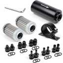 10 Micron Inline Fuel Filter with 6AN 8AN 10AN Adapter(6pcs), Barb 1/2", 3/8", 5/16" Fitting Adapter (6pcs),Bracket Clamp 50MM Universal, 10 Micron Filter Element Replacement