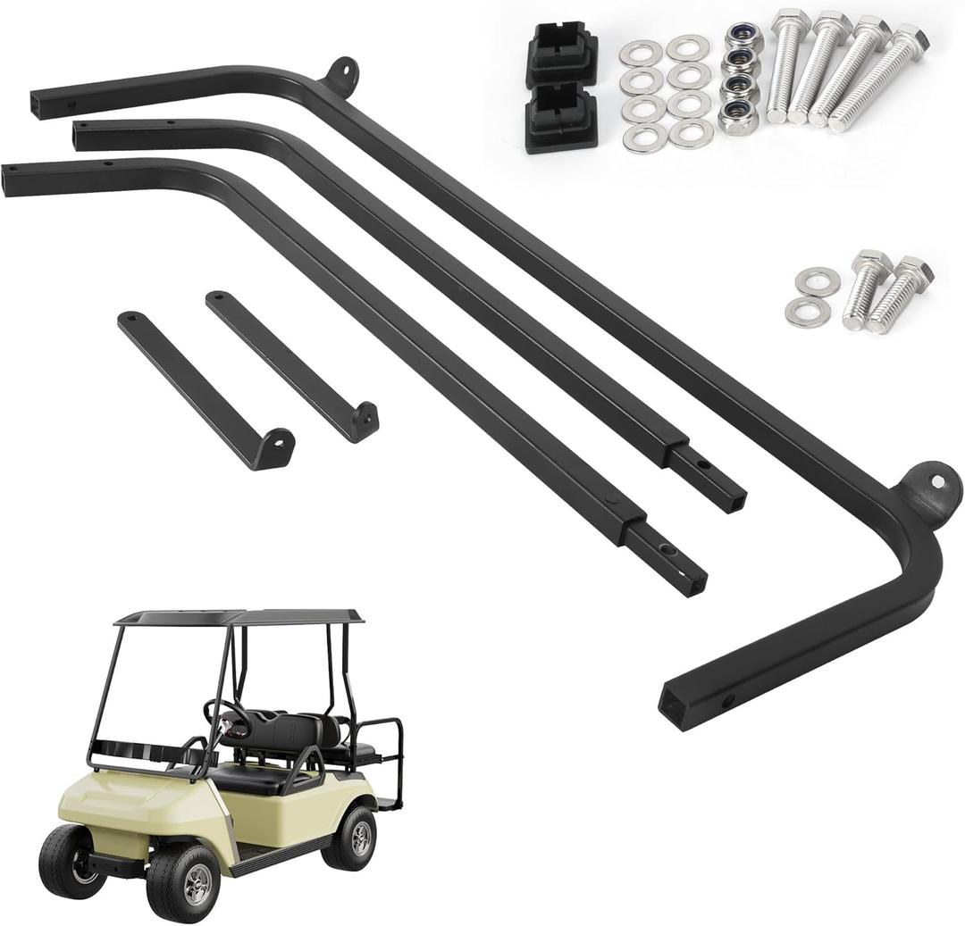 10L0L Golf Cart Front Roof Strut Brackets for Club Car DS (84-99) with Steel Screw Bushings Repair Kit, Heavy Duty Strut Support Reinforcement Repair