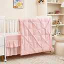 3-Piece Pink Crib Bedding Set for Girls - Ultra Soft & Skin Friendly Baby Girl Bedding Crib Set Includes Crib Comforter, Sheet & Skirt (Light Pink)