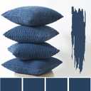 Kevin Textile Throw Pillow Covers Pack of 4 Spring Super Soft Boho Corduroy Decorative Pillow Covers Cases Solid Color Plush Texture Throw Pillows for Sofa Couch Chair 18x18 Inch, Dusty Blue