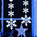 YIRHYZC Christmas Window Lights - 2 PCS Hanging Snowflake Decorations, Battery Operated Curtain Lights With Suction Cup Hook, Light Up Holiday Decor