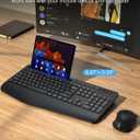 Wireless Keyboard and Mouse Combo - Full Size Ergonomic Wrist Rest, Silent Typing, Phone Holder, 2.4 GHz, 3 Level DPI, Batteries Powered, KM23D Set Compatible with PC, Laptop, Windows, macOS -SABLUTE