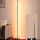 EDISHINE LED Corner Floor Lamp, 57.5" Minimalist Dimmable Sleek Light, Adjustable Height, Standing Tall Floor Lamps for Living Room, Bedroom, Office, 3000K Warm White Light, Black