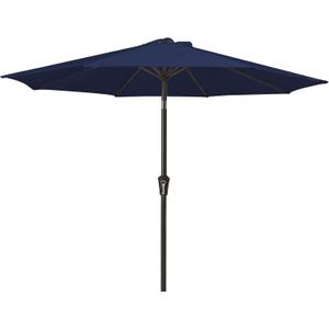 MEWAY 9ft Patio Umbrella Outdoor Table Umbrellas with Push Button Tilt and Crank, Market Umbrella 8 Sturdy Ribs for Deck, Garden, Pool and Backyard, Navy