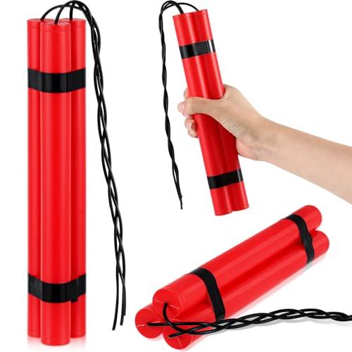 Sratte 6 Fake Dynamite Stick, Red TNT Stick, Fake Toy Weapons Realistic Plastic Pretend Bomb Toys, Army Bundle Bomb Toy for Film Prop Prank Kids Adult