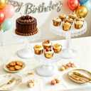 3 PCS White Cake Stands (8"&10"&12" Plate), Cupcake Stand with a lace Hollow Border Metal Cake Stand Set for Birthday Party, Wedding, Anniversary, Baby Shower