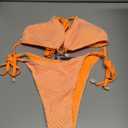 ZAFUL Women's Triangle Bikini Multiway Fishnet Tie Side Bandeau Halter String Bikini Set Two Piece Swimsuit Bathing Suits (1-orange)