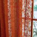 TUDECO Burnt Orange Lace Curtains for Living Room 2 Panels - Vibrant Floral Branch Ruffle Sheer Terracotta Curtains, Boho Rod Pocket Bright Privacy Autumn Window Treatments, 59W x 84L, Terracotta