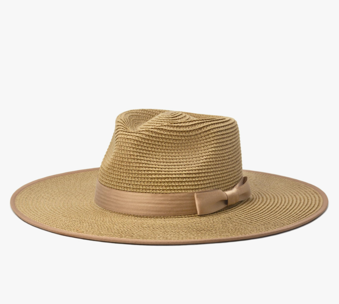 FLUFFY SENSE. Unisex Wide Brim Sun Hat Straw Panama Rancher Fedora Hat for Men Beach Hat for Women