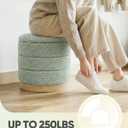 B FSOBEIIALEO Round Storage Ottoman with Tray, Folding Ottoman with Storage Coffee Table Foot Rest for Dorm Room Living Room Chenille Fabric,Wood-Grain Leather Base,Sage Green,15.35"x15.35"x14.57"