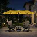 15FT Large Patio Umbrella with Base Included, Double Sided Outdoor Market Umbrella with Flexible Fiberglass Ribs, UV-Blocking Extra Large Umbrella for Garden, Pool, Deck, Sunshine Yellow