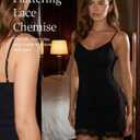 Girece Sexy Night Gowns for Woman Lingerie Nightgown Lace Trim Sleep Dress Slip Dress One Side Slit Nighty Babydoll Sleepwear (Red, L)