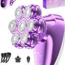 5-in-1 Electric Razors for Women, 7D Magnetic Heads Full Body Shaver, Waterproof Wet Dry Hair Remover with LED Display, Rechargeable Bikini Trimmer for Underarms, Face, Legs, Lips, Arms (Purple)