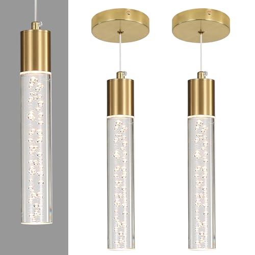 2 Pack Modern Kitchen Island Hanging Light, Gold LED Pendant Lights Fixture, Bubble Acrylic, 3 Color Temperatures, Mini Ceiling Chandelier Lighting for Dining Room, Bedroom, Foyer Entrance, Cafe Bar 2 Pack Modern Kitchen Island Hanging Light, Gold LED Pendant Lights Fixture, Bubble Acrylic, 3 Color Temperatures, Mini Ceiling Chandelier Lighting for Dining Room, Bedroom, Foyer Entrance, Cafe Bar
