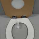 Mayfair Bennett Toilet Seat with Chrome Hinges, Slow Close Wood Seat, Secure Metal Hinges, Easy Install, Made in USA, Round, White
