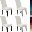 Howhic Stretch Chair Covers for Dining Room Set of 4, Removable Washable Dining Room Chair Covers, Dining Chair Slipcovers Seat Protector, Great for Home and Banquet Decoration (Ivory, 4 Pack)