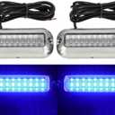 2PCS Marine boat Lights, Waterproof Stainless Steel 27 LEDs Blue Underwater Lighting Boat Transom Lights Navigation Lights Drain Plug Lights Courtesy Lamp Deck Lights
